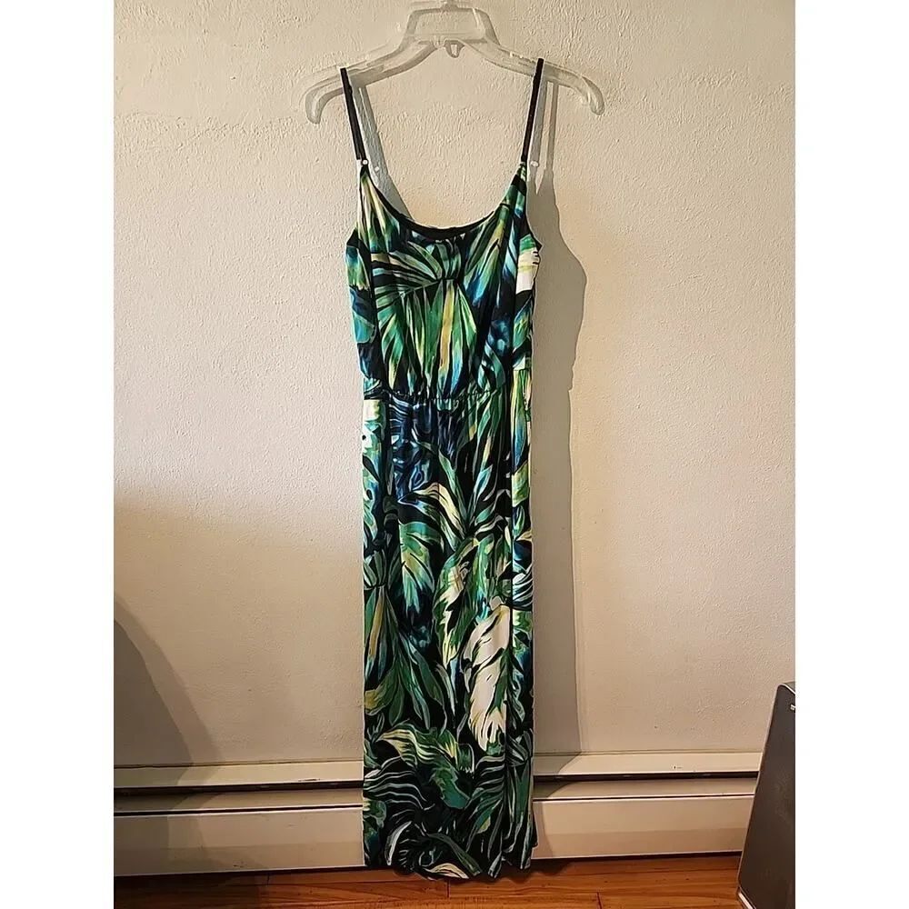 ROZ & ALI Tropical Sundress Maxi Beachy Summer Sizable Staps Slip Dress Size 6